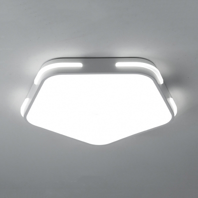 Study Room Pentagon Flush Ceiling Light Acrylic Stepless Dimming/White Lighting Ceiling Lamp in Black/White