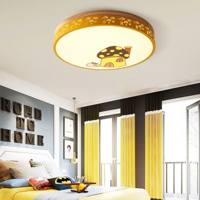 Nordic Warm/White LED Ceiling Fixture Mushroom Acrylic Flush Ceiling Light in Green/Pink/White/Yellow for Hallway
