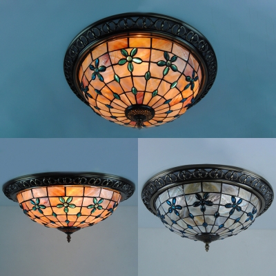 Vintage Flower/Grid/Heart Ceiling Mount Light Art Glass 4 Lights Ceiling Lamp for Restaurant