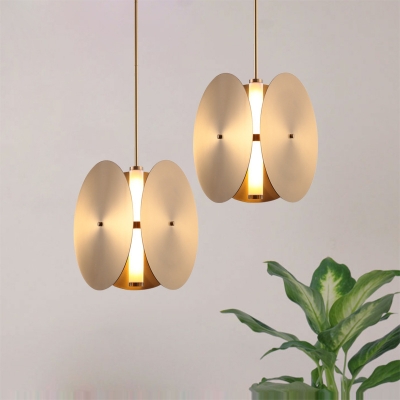 Blue/Gold/White Glass Circle Pendant Lamp Inner Acrylic Shade LED Suspension for Bedroom Restaurant, White Light