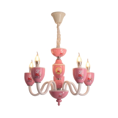 Cartoon Element Chandelier with Candle 5 Heads Modern Stylish Metal Pendant Light for Kid Bedroom