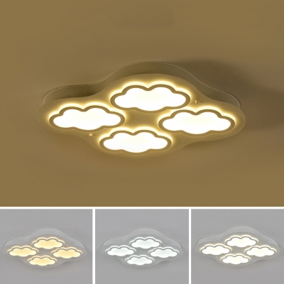 Cloud Child Bedroom Ceiling Lamp Metal 3/4 Heads Creative LED Flush Mount Light with Warm/White Lighting