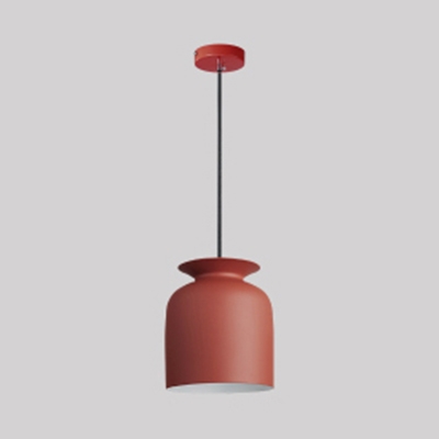 Dining Table Bowl Pendant Light Aluminum 1 Light Nordic Style Hanging Lamp in Dark Gray/Light Gray/Red