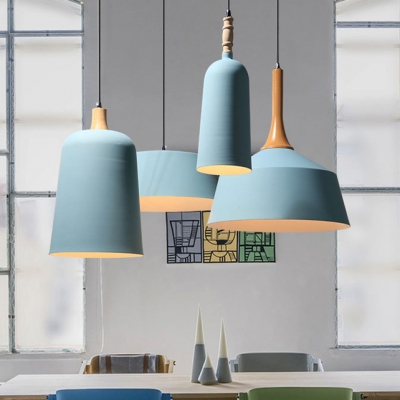 Nordic Style Blue Pendant Light with Shade 1 Bulb Aluminum Pendant Lamp for Restaurant Office