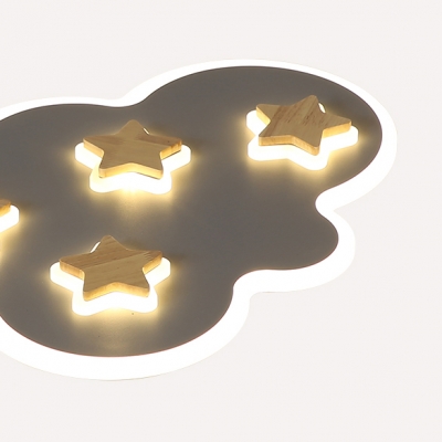 Nordic Style Gray/White Flush Mount Light Star Cloud Acrylic Warm/White LED Ceiling Fixture for Study Room