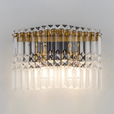 Rectangle Shape Sconce Light Modern Stylish Clear Crystal Wall Lamp in Chrome for Bedroom Bathroom