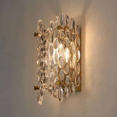 Rotatable 1 Light Dot Wall Light Modern Stylish Clear Crystal Sconce Lamp in Gold for Bedroom