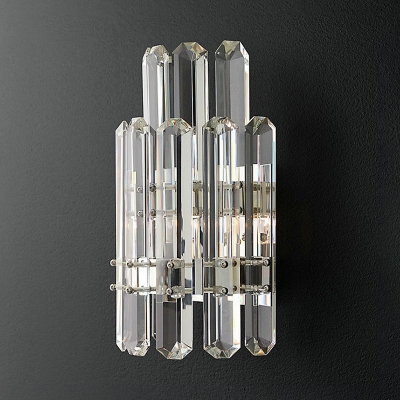 1/2 Lights Drum LED Wall Light Luxurious Style Clear Crystal Wall Lamp in Chrome/Gold for Hotel