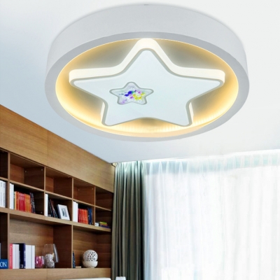 Acrylic Heart/Star Flush Light Lovely Third Gear/White Lighting Ceiling Lamp in White for Kid Bedroom