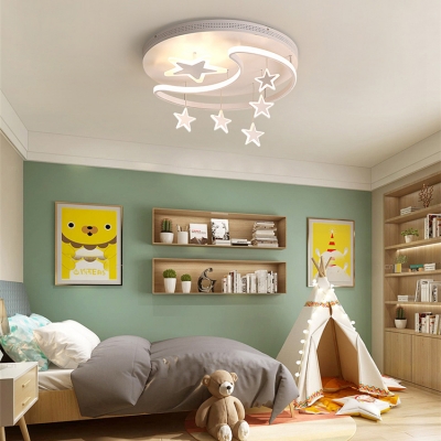 Acrylic Starry LED Flush Ceiling Light Fashion White Ceiling Lamp in Warm/White for Game Room