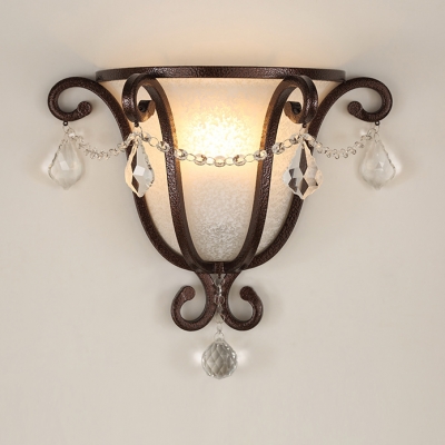 Bell Sade Bathroom Wall with Crystal Deco Frosted Glass 1 Head Antique Style Sconce Light