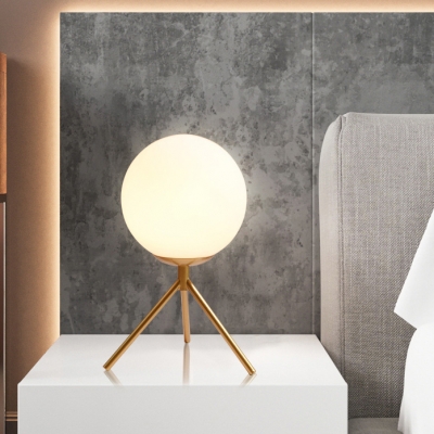 Black/Gold Tripod Table Lamp Modern Style White Glass 1 Bulb Desk Lamp for Bedside