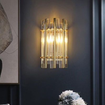 Clear Crystal Tube Wall Light Dining Room Cafe 1 Light Modern Stylish Socne Light in Gold