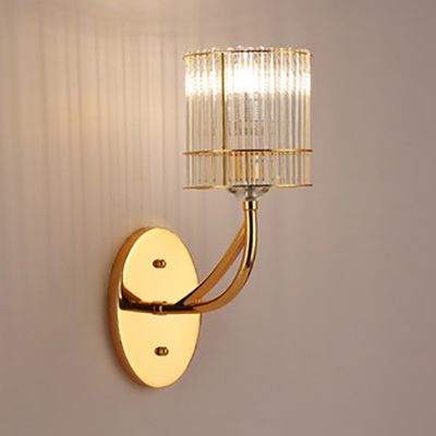 Contemporary Rectangle Wall Light Clear Crystal 1/2 Light Gold Sconce Light for Corridor
