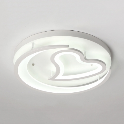 Loving Heart Crescent Bedroom Ceiling Lamp Acrylic Modern LED Flush Ceiling Light in Warm/White