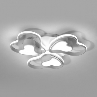 Loving Heart Study Room Ceiling Fixture Acrylic 3/4 Heads Modern LED Flush Mount Light with Warm/White Lighting