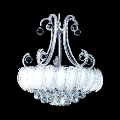 Luxurious Crown Hanging Pendant with Glittering Crystal Wrought Iron Chandelier in Chrome/Gold for Villa Hotel