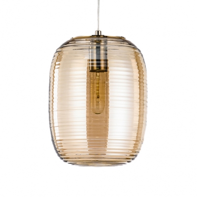 Mirror Glass Barrel Pendant Lamp Contemporary Single Head Hanging Light in Amber/Smoke