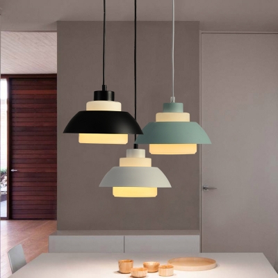 Nordic Style Tiered Design Hanging Lamp for Restaurant Acrylic Shade Single Pendant Lighting in Multi Colors