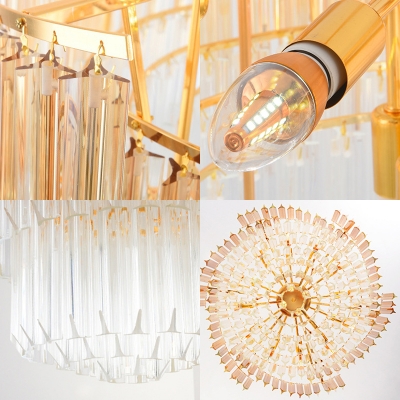 Round Adult Bedroom Chandelier Clear Crystal 7 Lights Romantic Style Ceiling Pendant