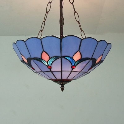 Traditional Tiffany Ceiling Lamp with Baroque/Bead/Flower/Lily Stained Glass Inverted Ceiling Light for Bedroom