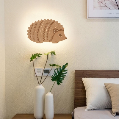 Lovely Beige Wall Light Animal Shape Lovely Wood LED Sconce Light with Warm Lighting for Hallway