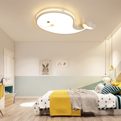 Animal Unicorn/Whale Ceiling Mount Light Acrylic Third Gear/White Lighting LED Flush Light in White for Bedroom