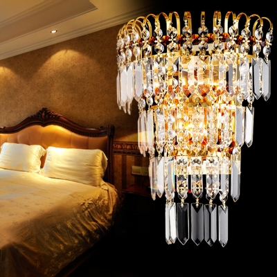 Clear Crystal LED Wall Sconce Luxurious Style Metal Sconce Lamp for Bedroom Dining Room