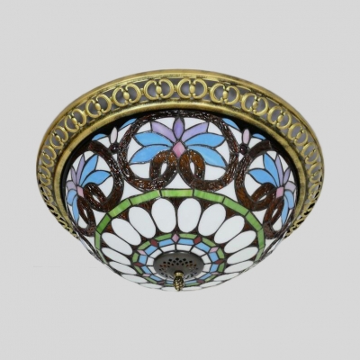 Corridor Baroque/Victorian Ceiling Lamp Stained Glass 4 Lights Tiffany Flush Mount Light