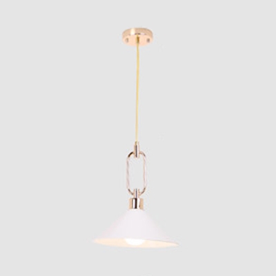Macaron Loft Conical Suspension Light Metal 1 Bulb Candy Colored Pendant Light for Living Room