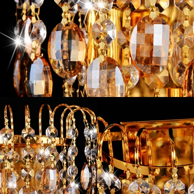 Metal Candle Sconce Light with Crystal Decoration 2 Heads Modern Stylish Wall Light in Gold for Hotel