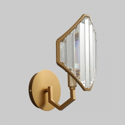 Metal Candle Wall Light with Crystal Shade 1 Light Traditional Sconce Light in Gold Finish