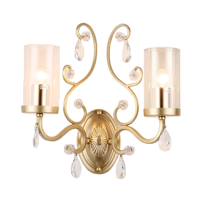 Metal Candle Wall Light with Teardrop Crystal 1 Light Traditional Sconce Light in Gold for Corridor