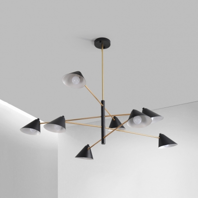 Metal Conical Shade Pendant Light 4/6/8 Lights Contemporary Chandelier in Black for Restaurant