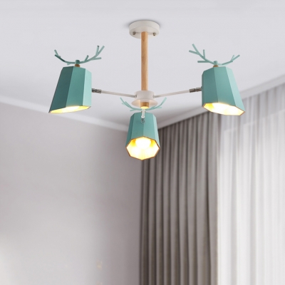 Modern Style Blue/White Chandelier Antlers 3/5/8 Lights Pendant Light for Boys Girls Bedroom
