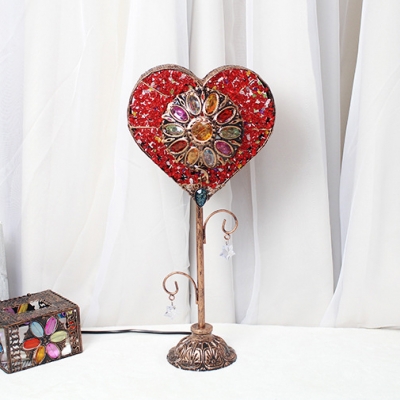 Moroccan Turkish Table Light Heart/Moon One Bulb Crystal Night Light for Bedside Table Hotel