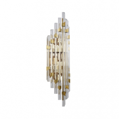 Postmodern Gold Wall Light Tube Clear Crystal Metal Sconce Light for Stair Hotel Kitchen