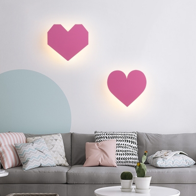 Wood Loving Heart Sconce Light Dining Room Romantic Warm Lighting LED Wall Lamp in Pink