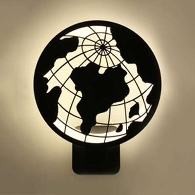 Metal Globe/Note/Windmill Wall Light Nordic Style Black LED Sconce Light with Warm Lighting for Boys Bedroom
