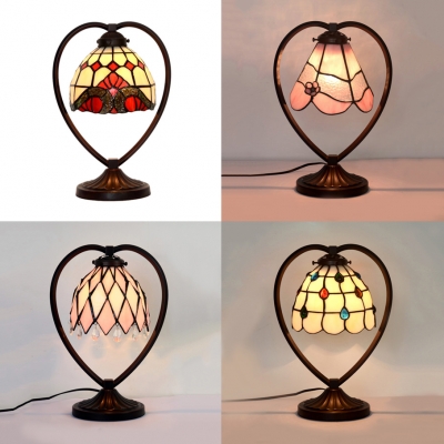 Baroque/Bead/Flower/Lotus Desk Light Single Bulb Tiffany Antique Stained Glass Table Light for Cafe