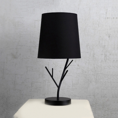 Branch Base Standing Desk Lamp Modern Fabric Shade 1 Light Table Lamp in Black/White