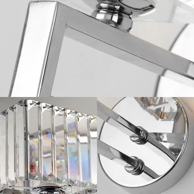 Clear Crystal Rectangle Wall Light Restaurant Single Light Contemporary Sconce Light in Chrome