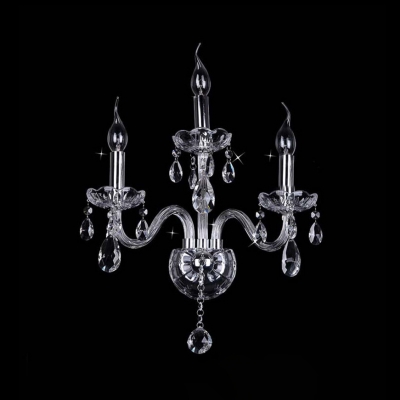 Metal Candle Wall Light Hotel Villa Classic Style Sconce Light with Clear Crystal
