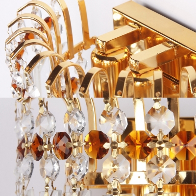 Modern Gold Small Wall Light 2 Heads Modern Stylish Clear Crystal Sconce Lamp for Corridor