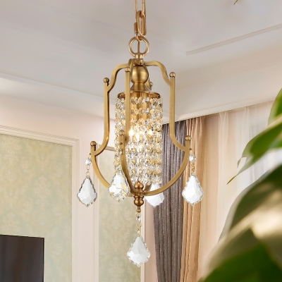 Traditional Bell Mini Chandelier Metal 1 Light Gold Hanging Light with Crystal for Cloth Shop