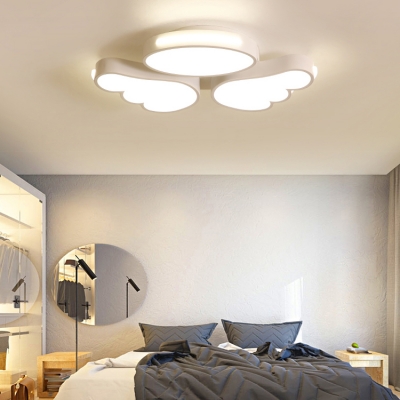Adult Bedroom Wing Ceiling Mount Light Acrylic Warm/White Lighting Flush Light in White Finish