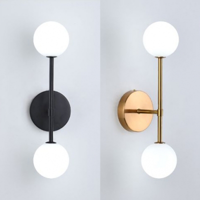 Black Gold Bowtie Wall Sconce Post Modern White Glass Shade Wall