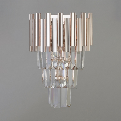 Clear Crystal Cone Shade Wall Light Elegant Style Sconce Light in Chrome Finish for Study Room