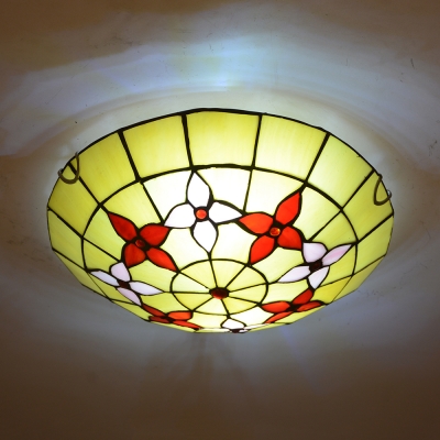 Dragonfly/Flower/Leaf Ceiling Mount Light Tiffany Antique Stained Glass Ceiling Lamp for Living Room