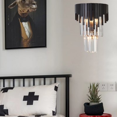 Living Room Bedroom Wall Light Glittering Crystal Contemporary Black Sconce Light